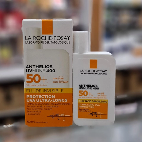 ضد آفتاب لاروش پوزای فلوئید اصل انواع پوست SPF50 بی رنگ 50 میل | LA ROCHE-POSAY FLUIDE INVISIBLE sunscreen spf50